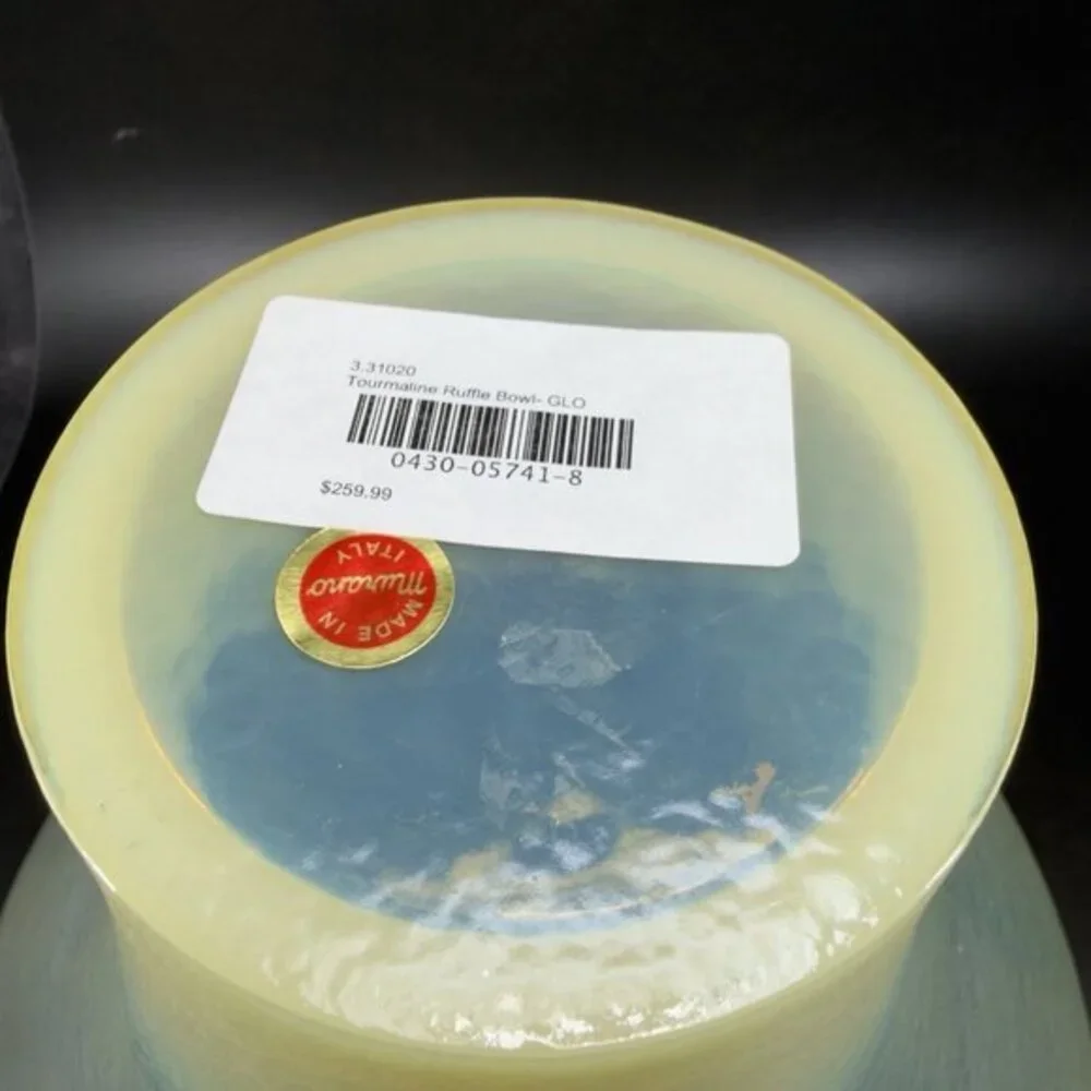Murano Glass Vase Vessel Yellow Opalescent Venetian Italian Glass New W Tag‎ 9in